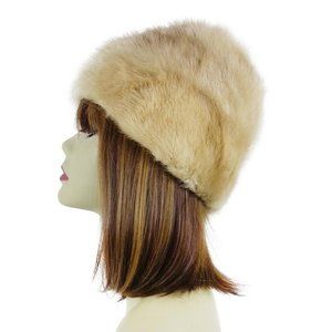 Vintage Fur Hat French 60's Cone Light Brown
